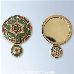 RED GREEN PURSE MIRROR 24K GOLD SWAROVSKI CRYSTAL
