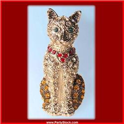 KITTY CAT PIN BROOCH 24K GOLD SWAROVSKI CRYSTALS