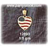 Image 1 : Solid 14K Gold Pendant Charm USA FLAG HEART