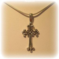 SOLID STERLING SILVER CROSS NECKLACE EARRING SET