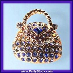 PURSE PIN BROOCH  GOLD SWAROVSKI CRYSTALS HANDBAG