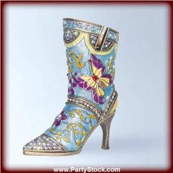 24K GOLD SWAROVSKI CRYSTAL BLUE COWBOY BOOT BOX