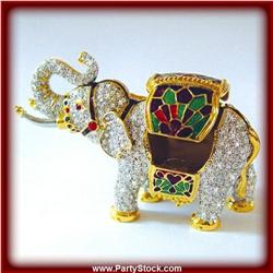 INDIA ELEPHANT GOLD SWAROVSKI CRYSTAL JEWELRY BOX
