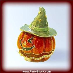 HALOWEEN PUMPKIN JACK O LANTERN GOLD CRYSTALS BOX