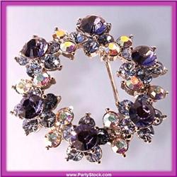 WREATH PIN BROOCH SWAROVSKI CRYSTALS FLORAL