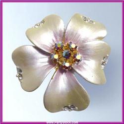 PLUMERIA PIN BROOCH 24K GOLD CRYSTAL SWAROVSKI