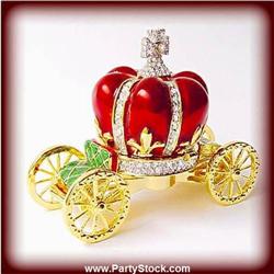 RED CROWN CARRIAGE 24K GOLD CRYSTALS JEWELRY BOX