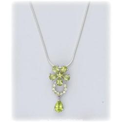 Solid Sterling Silver Genuine Peridot Necklace 18" PENDANT