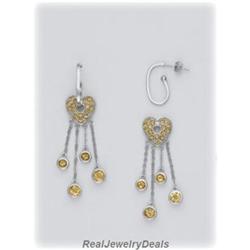 Solid Sterling Silver Genuine Citrine DANGLING EARRINGS
