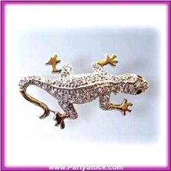 NEW LIZARD PIN BROOCH 24K GOLD SWAROVSKI CRYSTALS