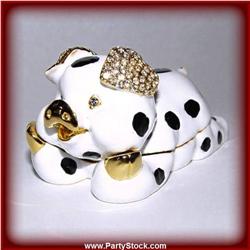 24K GOLD BLACK WHITE PIG BOX SWAROVSKI CRYSTAL JE