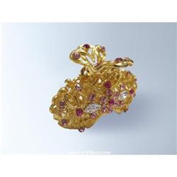 FLORAL GILT HAIR CLIP 24K GOLD CRYSTAL SWAROVSKI