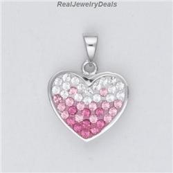 Crystal Heart Pendant Sterling Silver Swarovski BIG