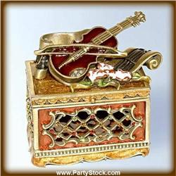 VIOLIN CELLO GOLD SWAROVSKI CRYSTAL JEWELRY BOX