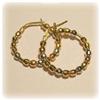 Image 1 : 3 TONE SOLID 14K GOLD HOOPS EARRINGS BEADED 1" 2