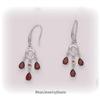 Image 1 : Solid Sterling Silver Genuine Garnet Dangle Earrings