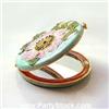 Image 1 : PINK COMPACT FLOWER MIRROR GOLD SWAROVSKI CRYSTAL