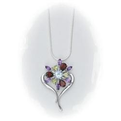 NECKLACE Silver Topaz, Garnet, Amethyst Peridot BIG