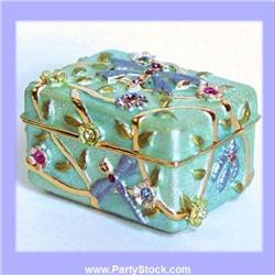 24K GOLD BLUE DRAGONFLY BOX CHEST TINY SWAROVSKI