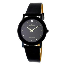 Le Chateau Men's Watch "Slim" W/Gun Case & Genuine Diamond-5094m