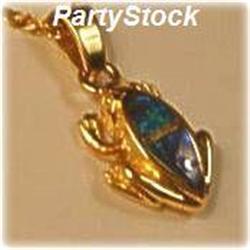 14K Gold Opal Frog Pendant Charm Jewelry 2.4G