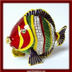 RAINBOW REEF FISH 24K GOLD SWAROVSKI CRYSTALS BOX