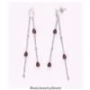 Image 1 : Sterling Silver Garnet DANGLING EARRINGS Solid