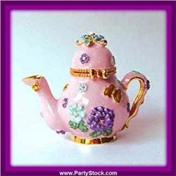 TEAPOT GOLD SWAROVSKI CRYSTAL JEWELRY BOX TRINKET