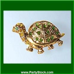 24K GOLD TURTLE  SWAROVSKI CRYSTAL PIN BROOCH 24K