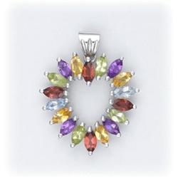 Amethyst Garnet Peridot Topaz HEART PENDANT Citrine