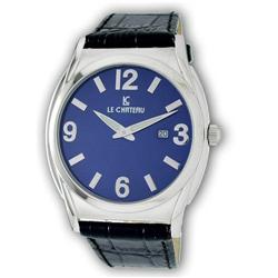 Le Chateau, Men's Leather Band Watch W/Date, Index And Arabic Numerals-7014m