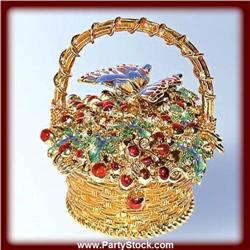 BUTTERFLY BASKET BOX GOLD SWAROVSKI CRYSTAL JEWEL