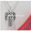 Image 1 : SOLID STERLING SILVER ANGEL HARP PENDANT NECKLACE