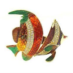 FISH JEWELRY TRINKET BOX GOLD SWAROVSKI CRYSTALS