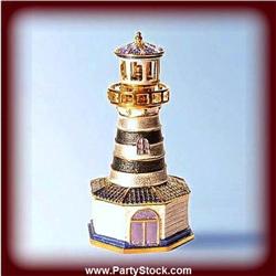 LIGHTHOUSE 24K GOLD SWAROVSKI CRYSTAL TRINKET BOX
