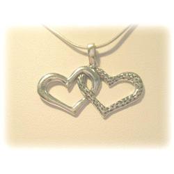 SOLID STERLING SILVER TWIN HEARTS NECKLACE