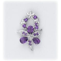 Solid Sterling Silver Amethyst Pendant Charm BIG