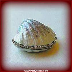 SEASHELL BOX W/CRAB! 24K GOLD SWAROVSKI CRYSTALS!