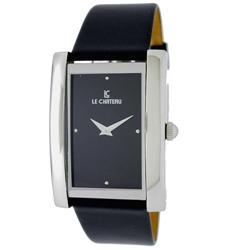 Le Chateau, Men's "Cardini" Watch All Steel W/Leather Band-7021m