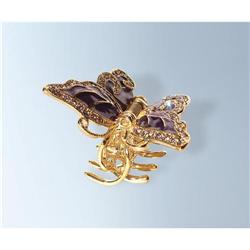 BUTTERFLY HAIR CLIP 24K GOLD CRYSTAL SWAROVSKI