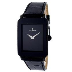 Le Chateau, Men's Stylish Gun Metal Watch W/Leather Band-7016m