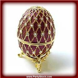 PURPLE FABERGE EGG RING BOX GOLD AUSTRIAN CRYSTAL