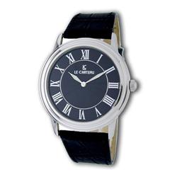 Le Chateau, Men's Leather Band Watch W/ Roman Numerals &Textured Dial-7011m