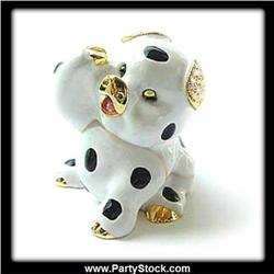 BLACK WHITE PIG 24K GOLD REAL CRYSTAL JEWELRY BOX
