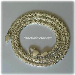 SOLID STERLING SILVER 22" BYZANTINE NECKLACE CHAIN