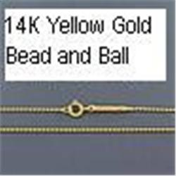 SOLID 14K GOLD 16" CHAIN 3G NECKLACE BEAD N BALL G