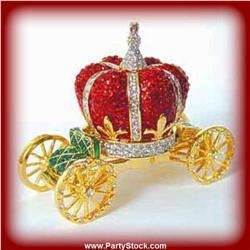 CROWN CARRIAGE GOLD SWAROVSKI CRYSTAL JEWELRY BOX