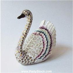 GOLD JEWELRY BOX SWAN WHITE KEEPSAKE BOX SWAROVSK