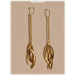 SOLID 14K GOLD MARQUIS DROP DANGLING EARRINGS 3"
