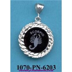 Solid Sterling Silver Onyx Scorpio 18" Necklace